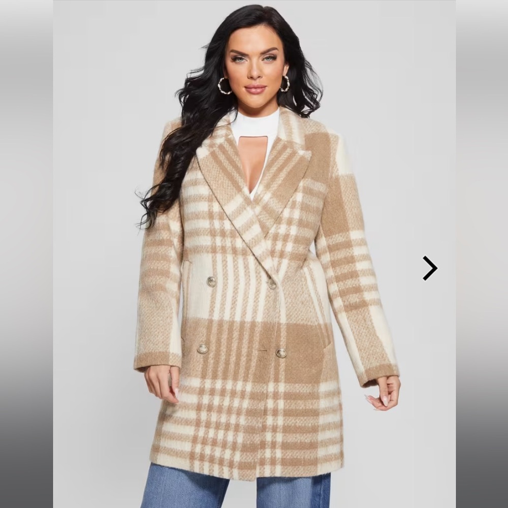 NWT Guess Ramona Plaid Wool Coat Size XS (0-4)